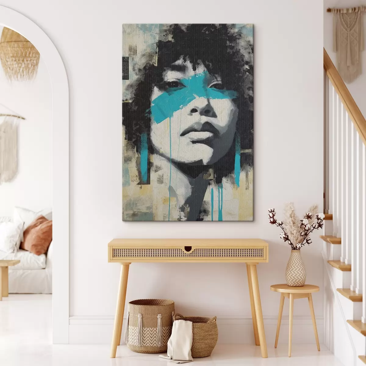  Peintures Portrait en techniques mixtes avec des fragments de touches de couleur et de textures s45417