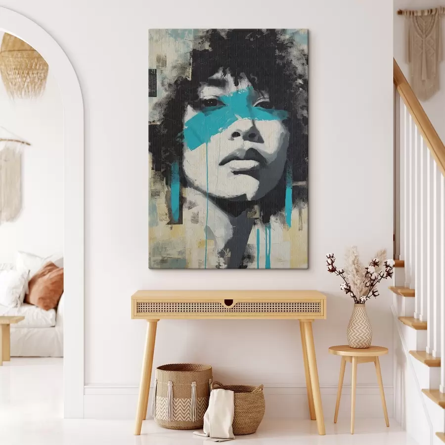  Schilderijen Gemengde-media-portret met fragmenten van kleurstreken en texturen s45417