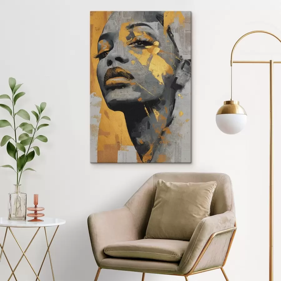  Peintures Portrait en techniques mixtes avec des fragments de journaux et des coups de pinceau décoratifs s45419