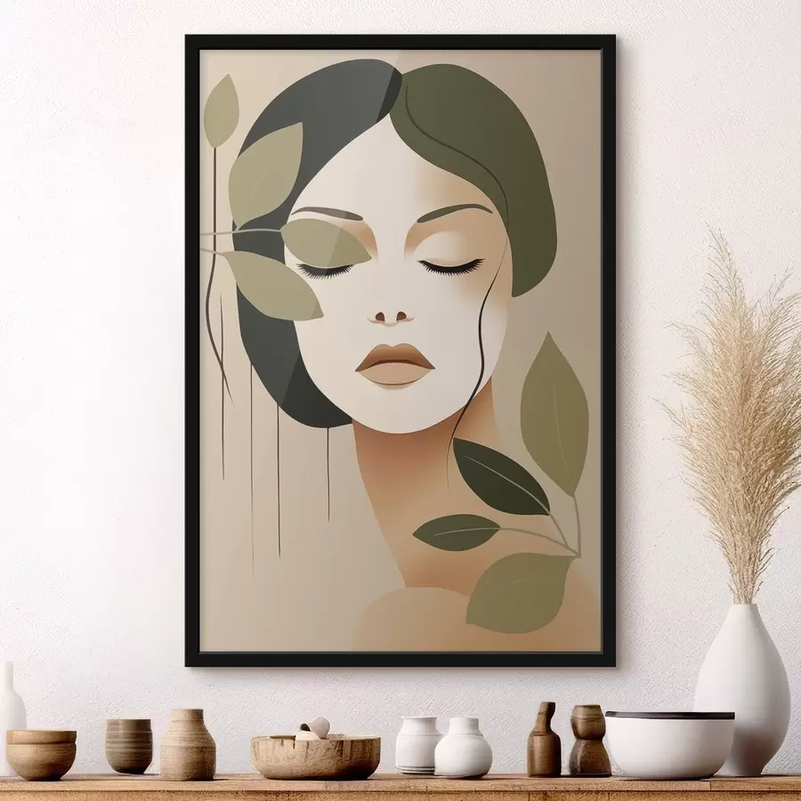 Fotobehang Meisje met bladeren f45390