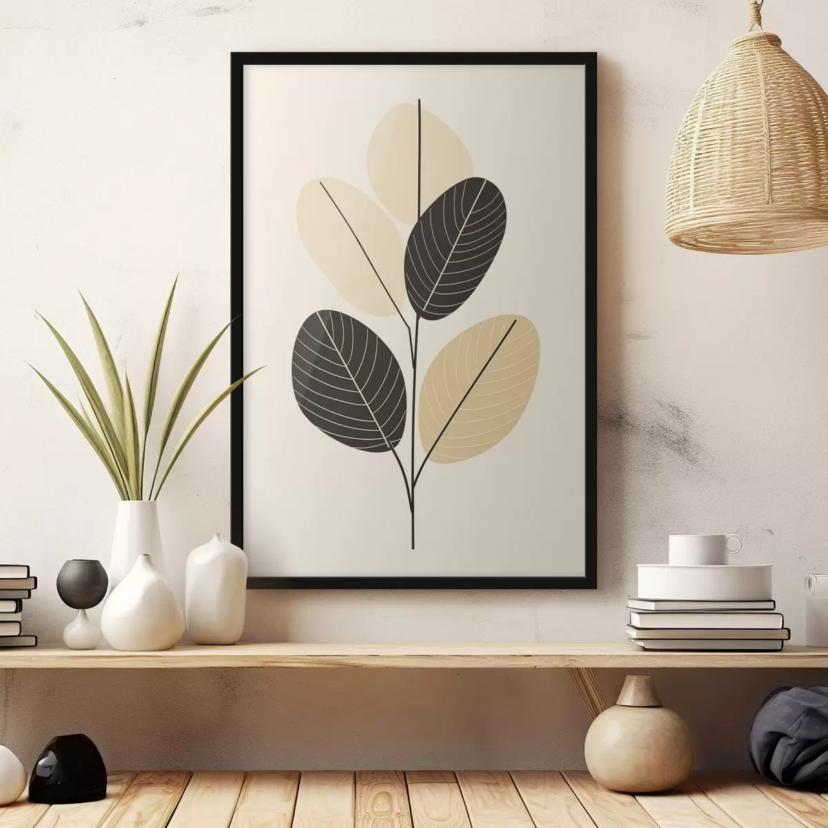 Affiche Composition abstraite avec des formes ovales texturées sur un fond en relief f45402