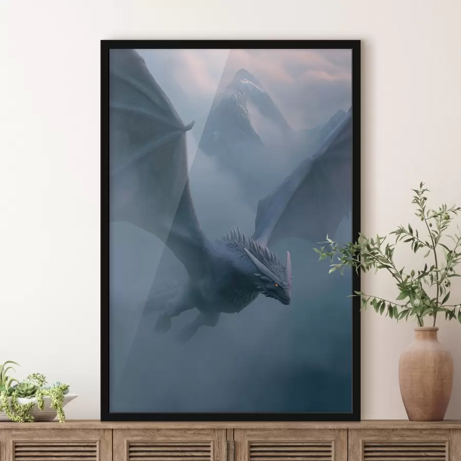 Fotobehang Donkere draak in de lucht f45411