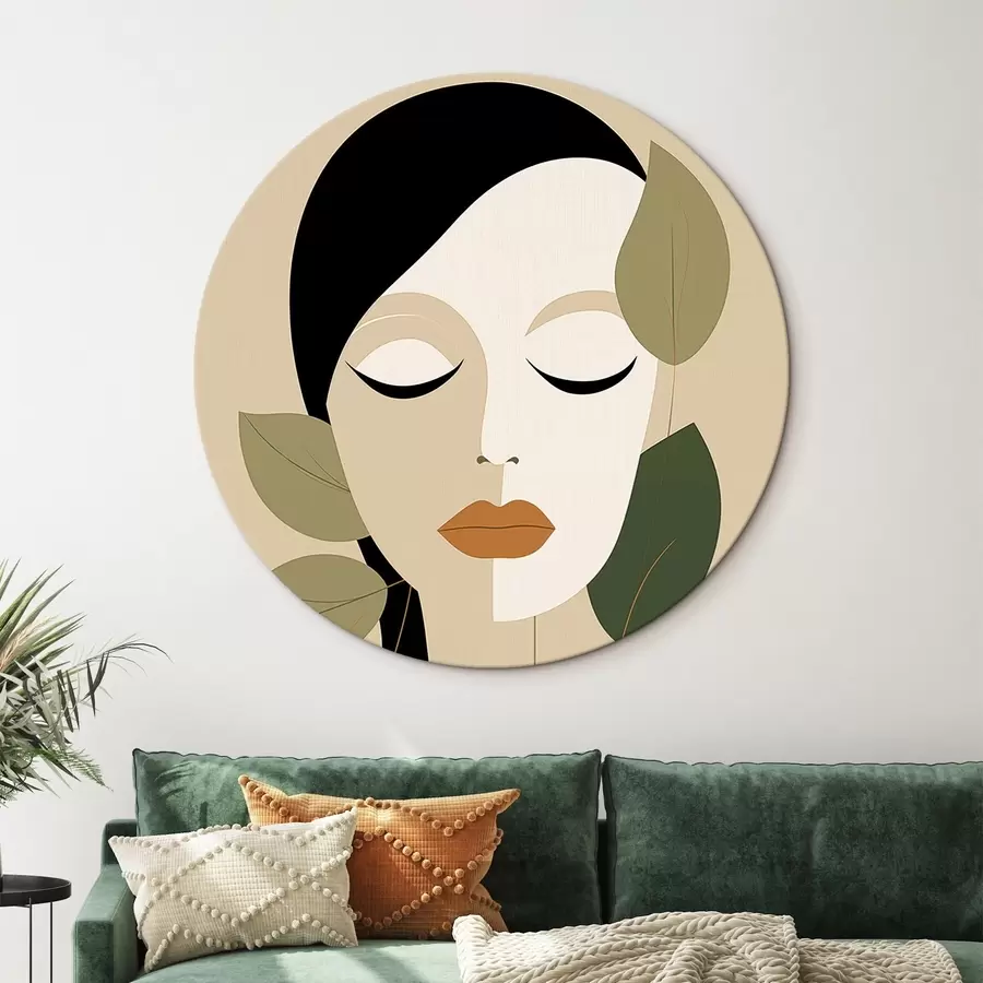  Peintures Fille avec des feuilles r45389