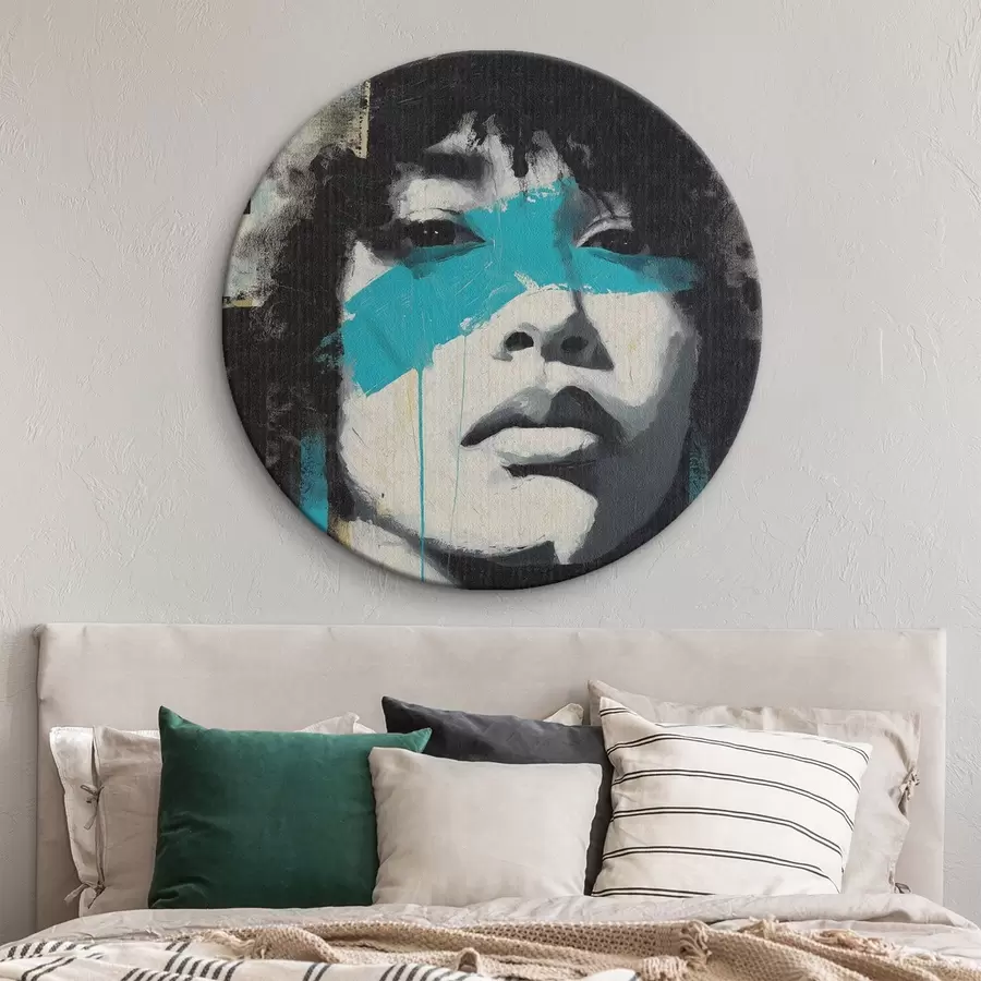  Schilderijen Gemengde-media-portret met fragmenten van kleurstreken en texturen r45417