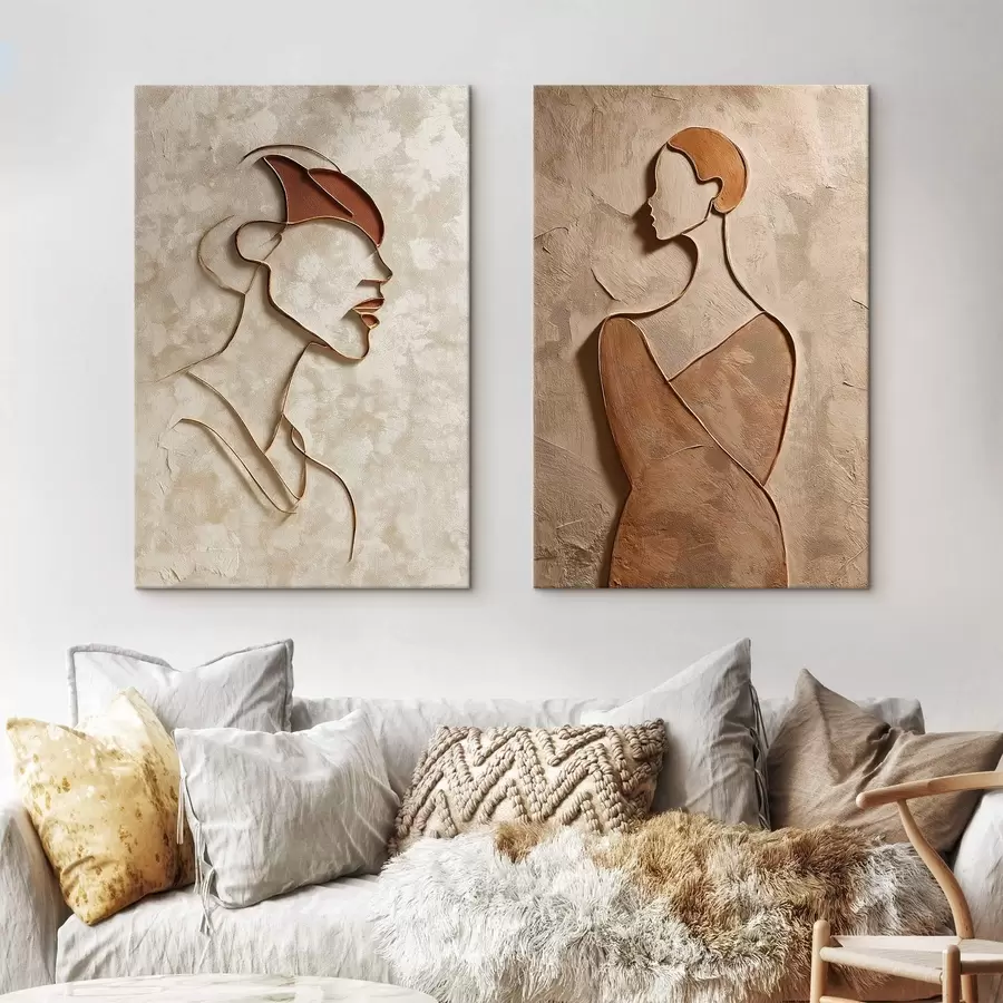  Peintures Silhouettes en relief de personnes dans un style minimaliste m00596