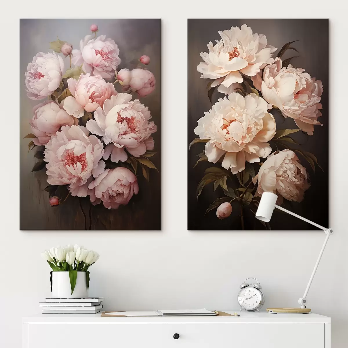  Peintures Pivoines délicates m00598