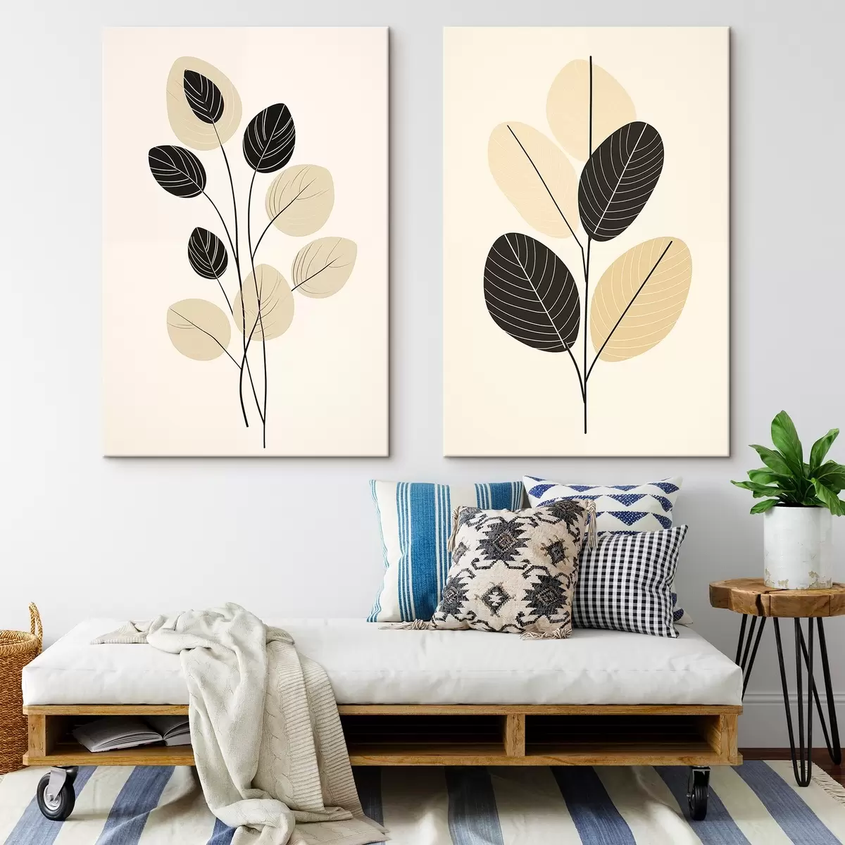  Peintures Lignes ondulées abstraites avec une texture volumétrique et des courbes douces m00599