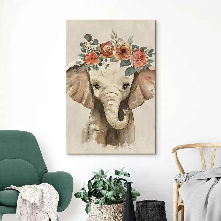  Peintures Mignon éléphant aquarelle avec des fleurs s45330