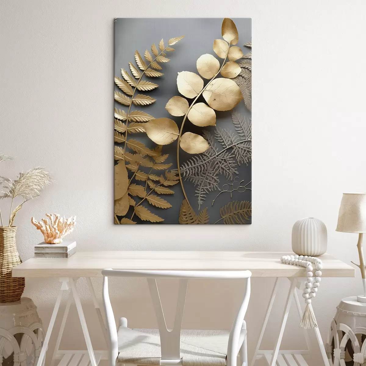  Schilderijen Varens en eucalyptustakken op een donkere achtergrond s45334