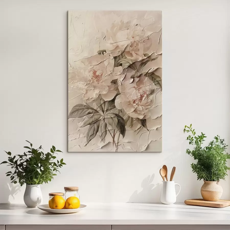  Schilderijen Weelderig boeket pioenrozen in aquarelstijl op een lichte achtergrond s45336