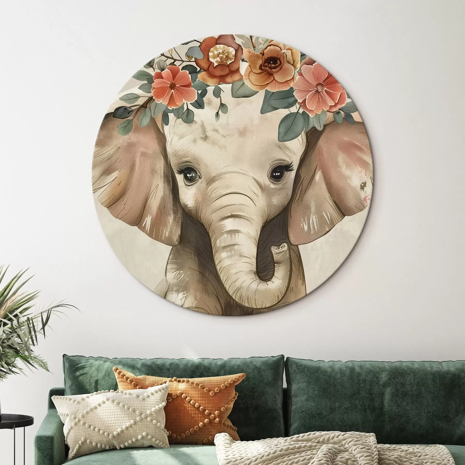  Schilderijen Schattige aquarel olifant met bloemen r45330