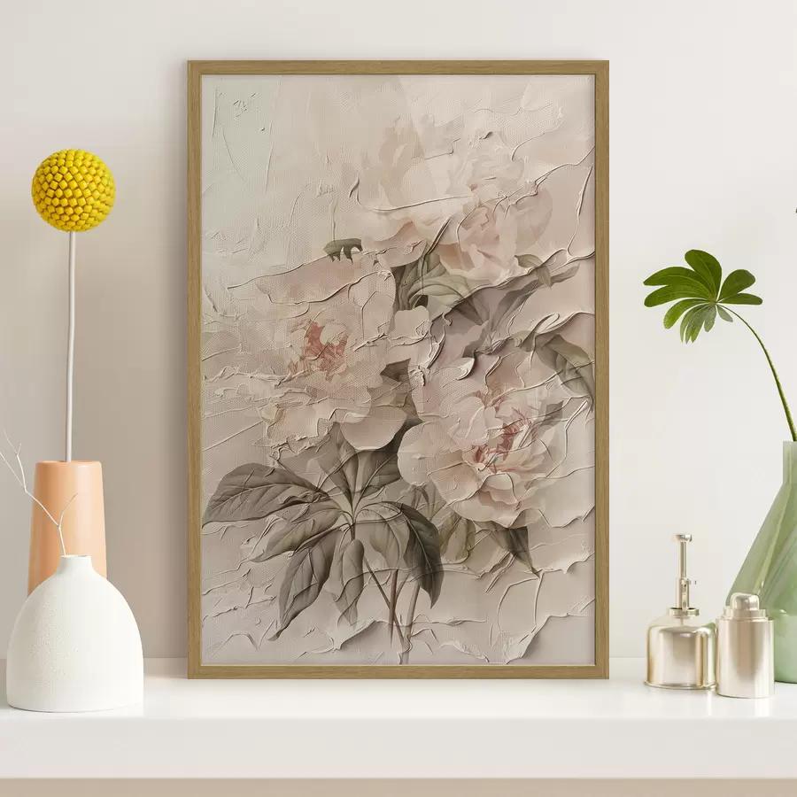 Papier peint photo Bouquet de pivoines en style aquarelle sur fond clair f45336