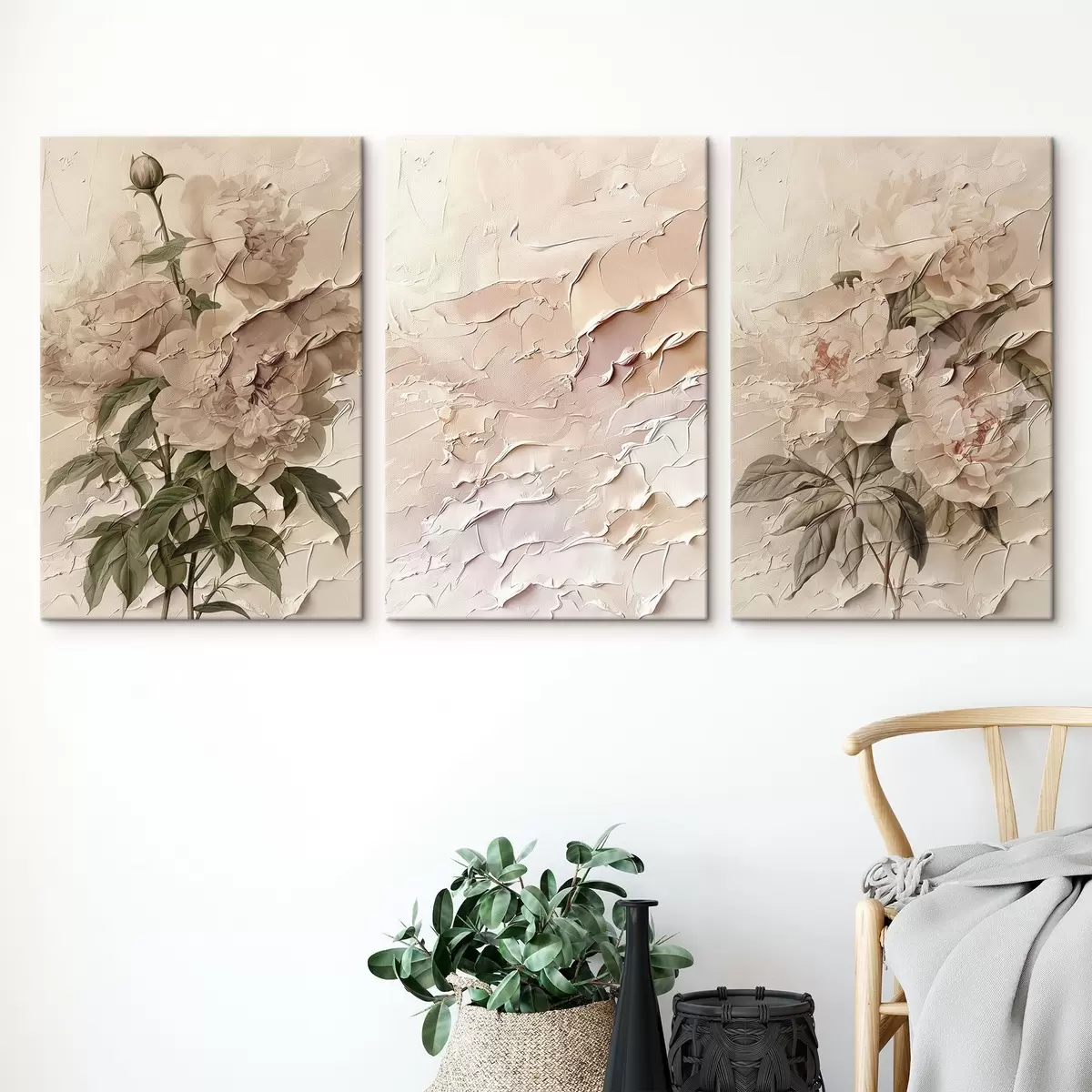  Schilderijen Boeket pioenrozen en verfstreekeffect m00616