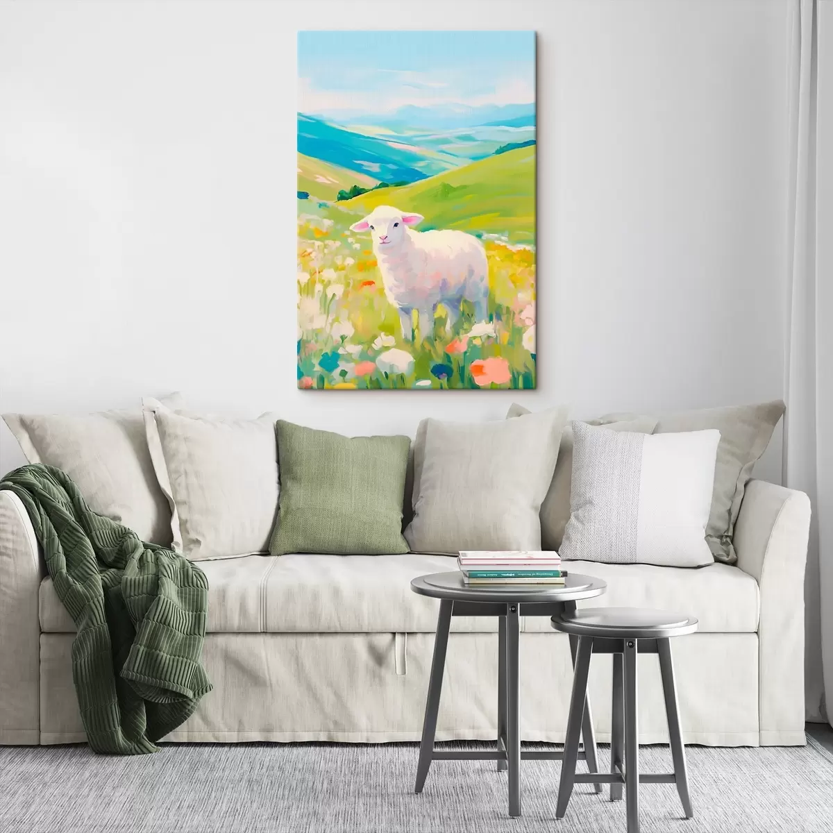  Schilderijen Lam in een bloemenveld s45426