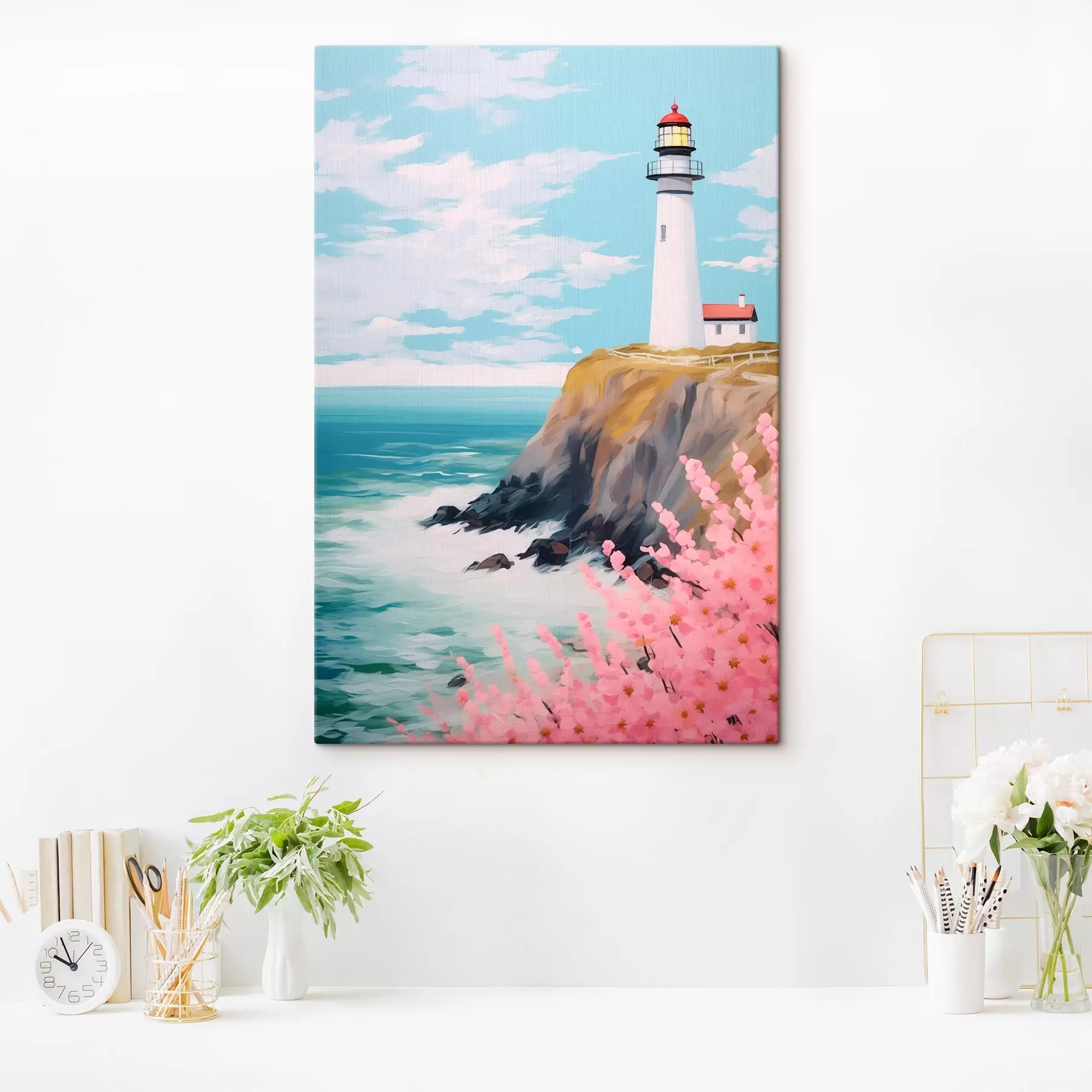  Peintures Phare sur une falaise en bord de mer s45435