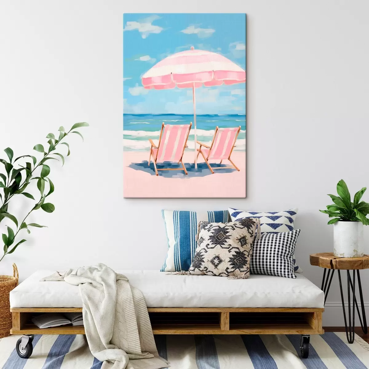  Peintures Parasol et chaises longues sur la côte s45442