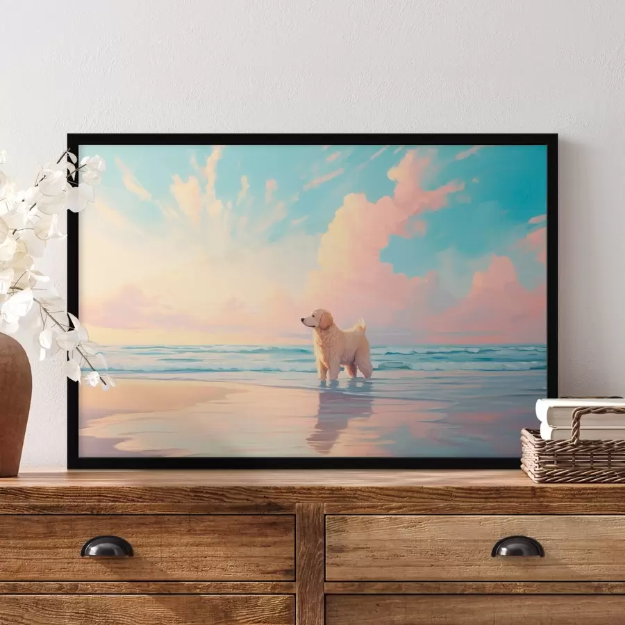 Fotobehang Retriever aan de kust f45425