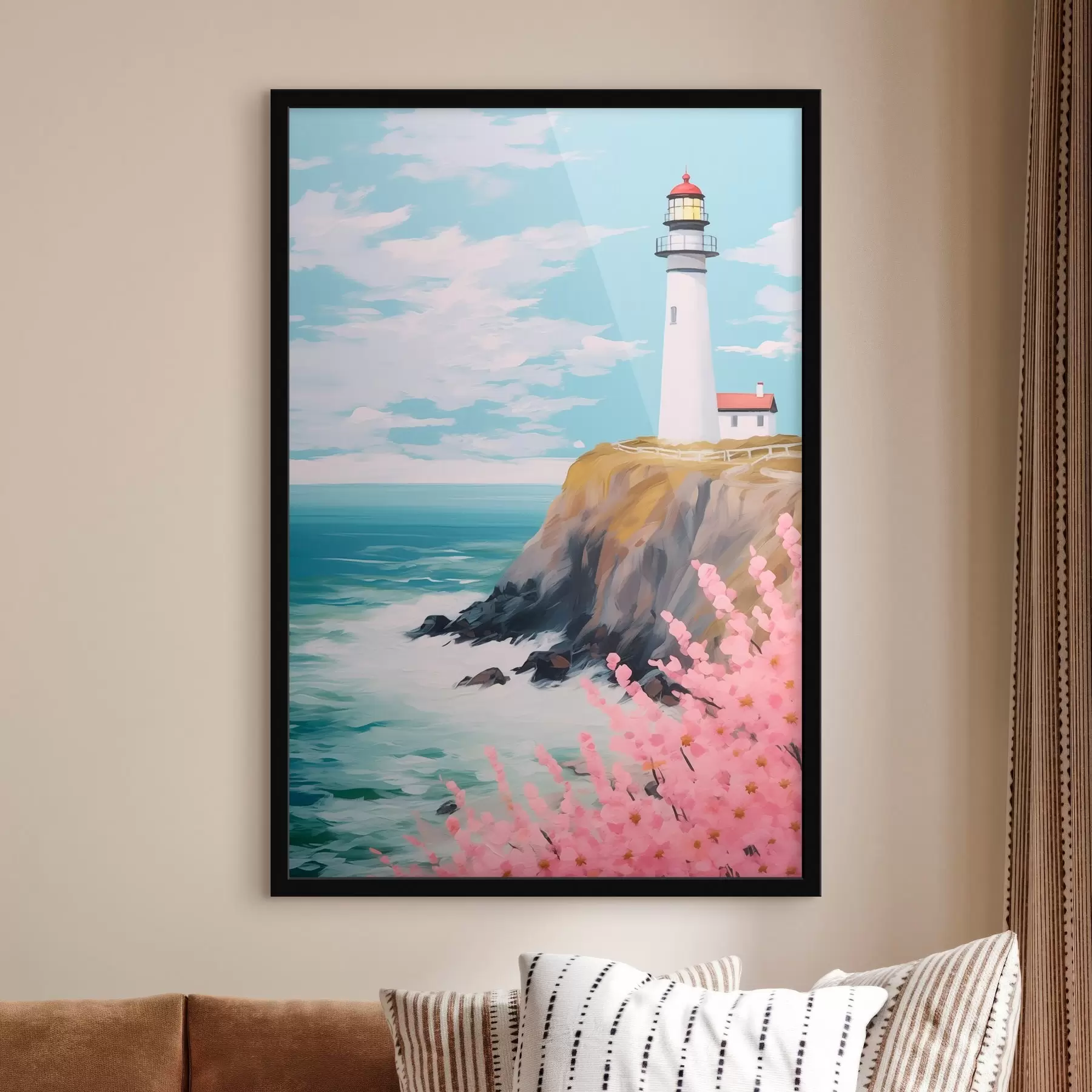 Fotobehang Vuurtoren op een klif aan zee f45435