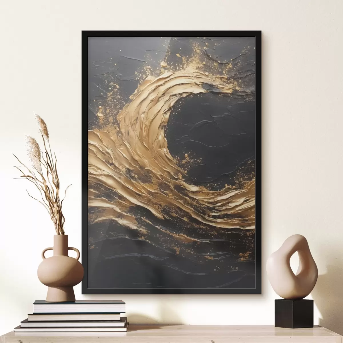 Poster Abstracte golf in oranje tinten f45441