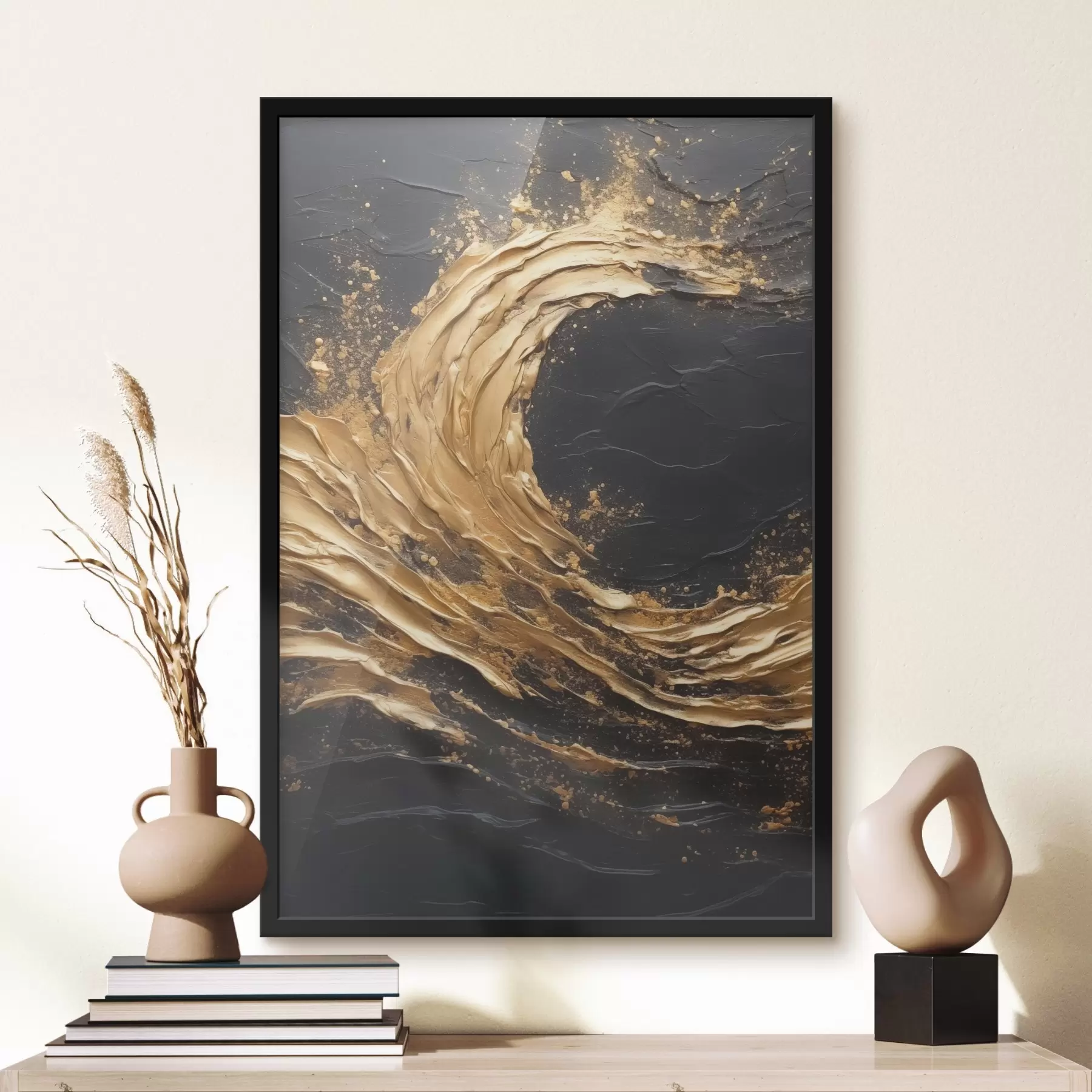 Fotobehang Abstracte golf in oranje tinten f45441