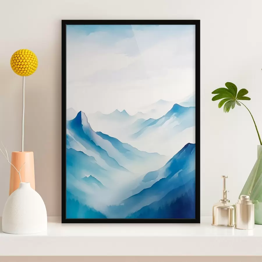 Fotobehang Bergketens in mist Geometrie f45445