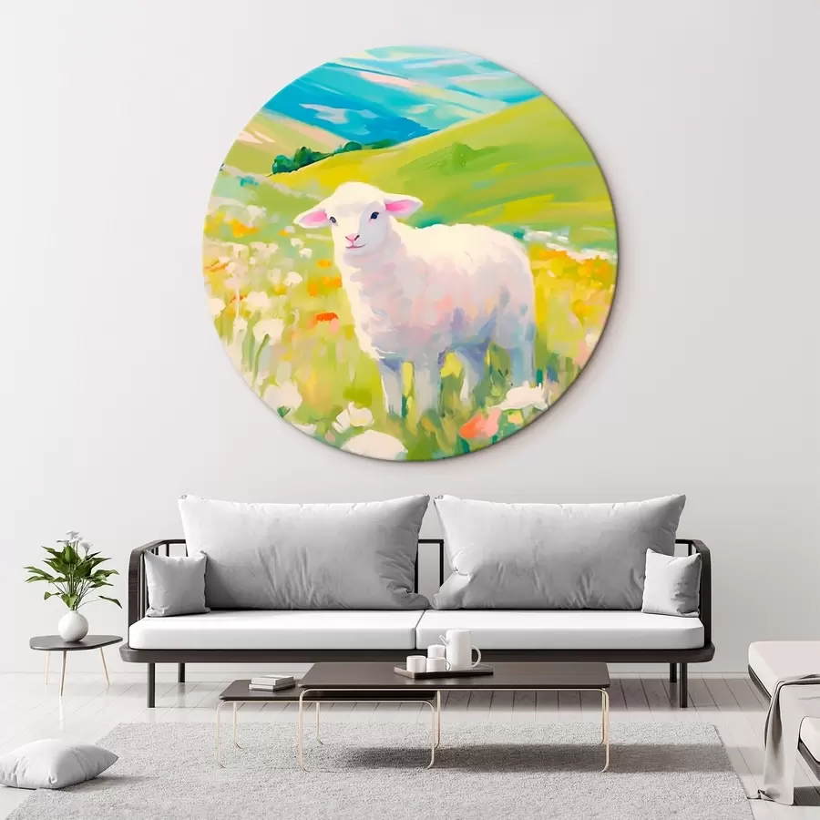  Peintures Agneau dans un champ de fleurs r45426