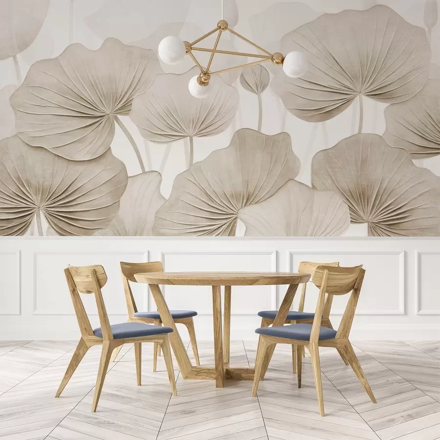 Fotobehang Lotusbladeren met imitatie verweerde textuur w04412v1