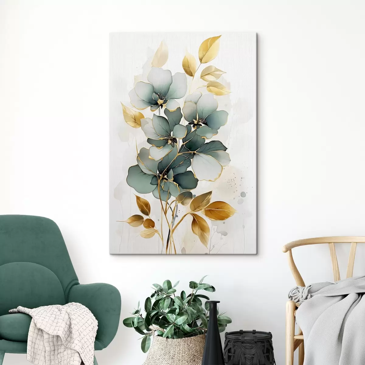  Peintures Branche abstraite avec fleurs et feuilles s45367