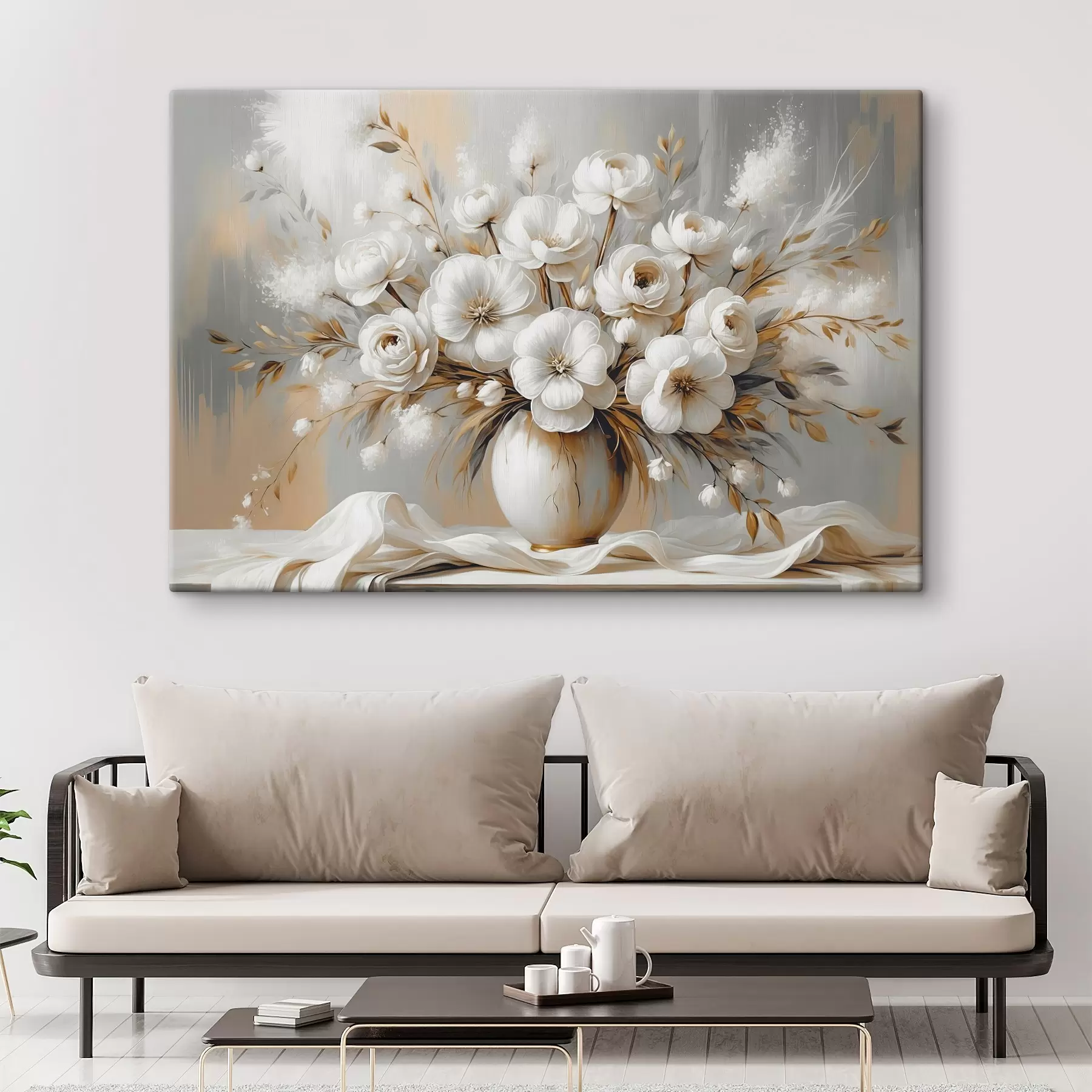  Schilderijen Een delicaat boeket bloemen in een vaas s45375