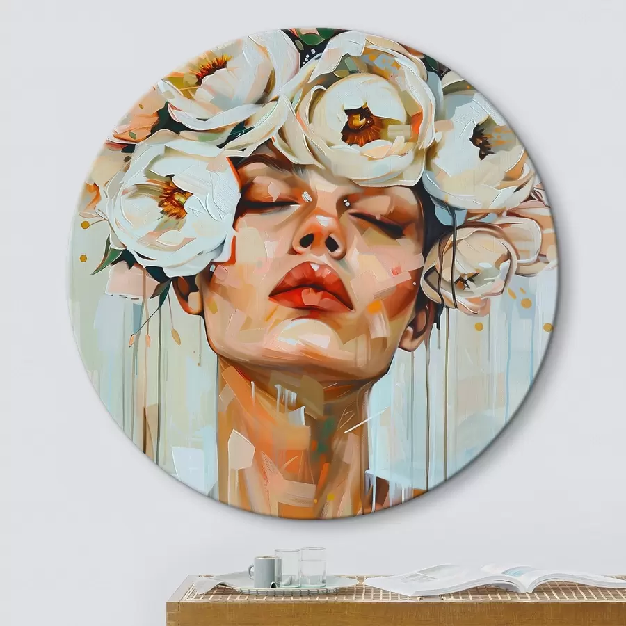  Schilderijen Portret van een vrouw met bloemen r45370