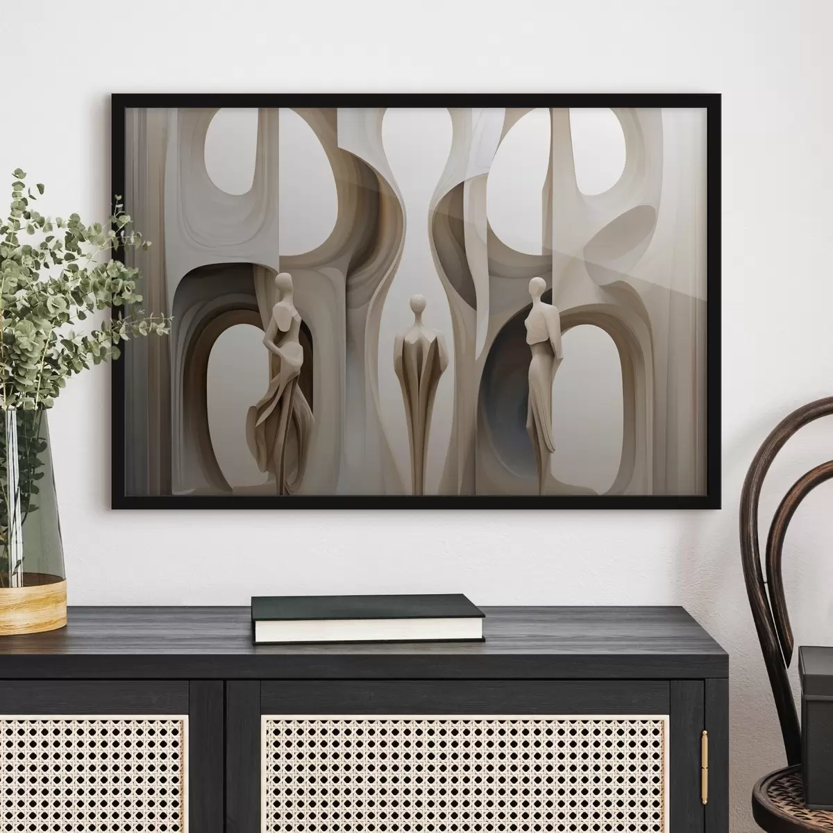 Poster Abstractie met silhouetten f45371