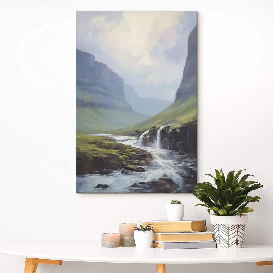  Peintures Paysage avec une rivière près des fjords s45459