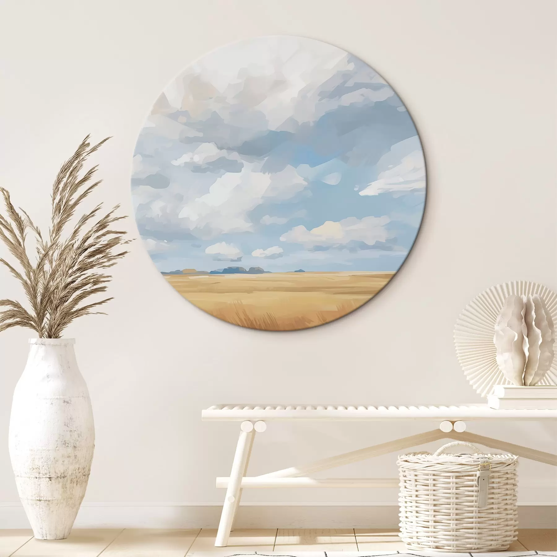  Peintures Champ de blé contre le ciel avec d'énormes nuages r45454