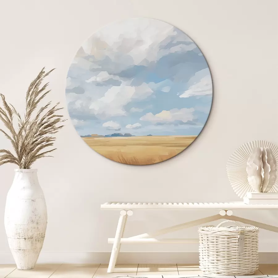  Peintures Champ de blé contre le ciel avec d'énormes nuages r45454