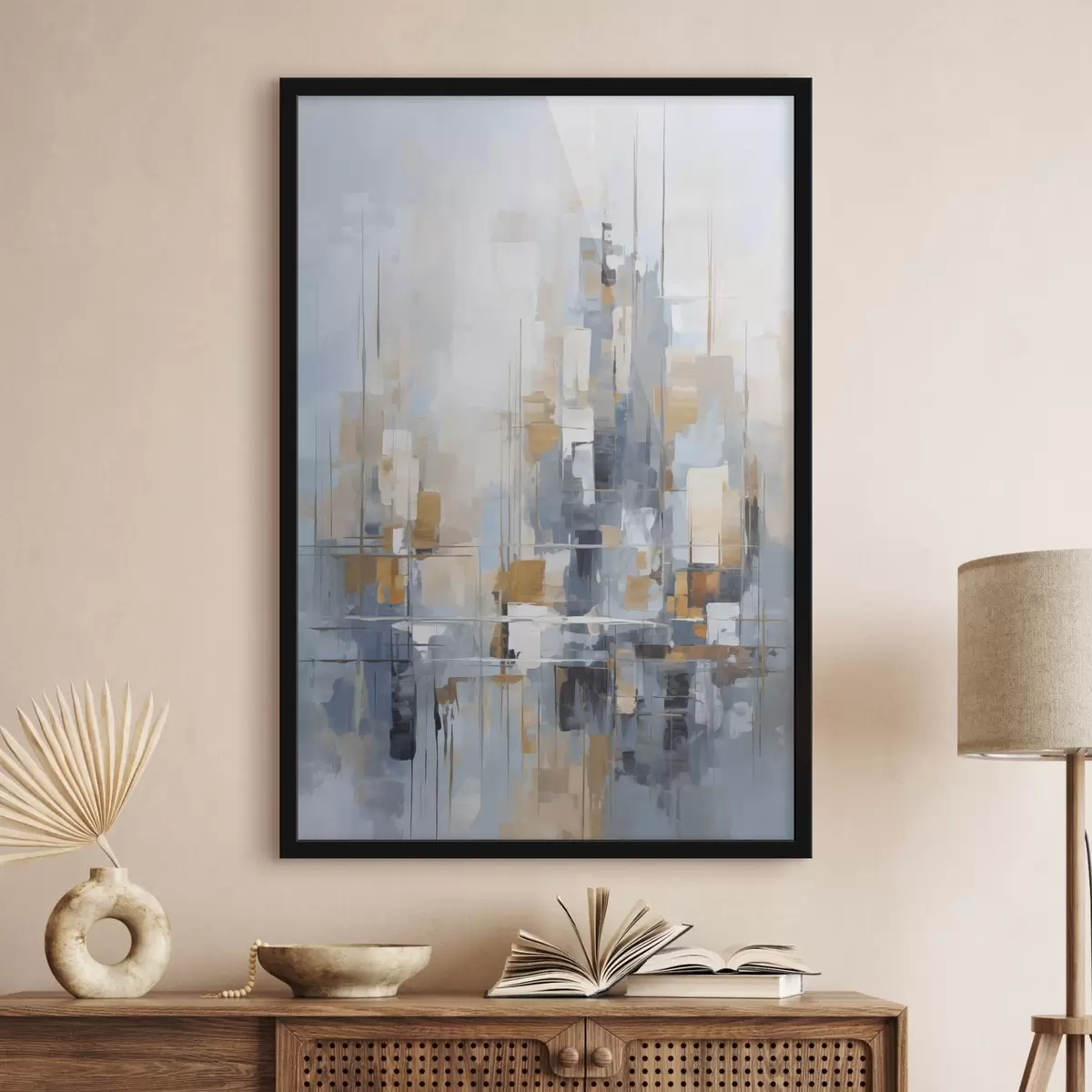 Poster Abstractie imitatie van penseelstreken f45455