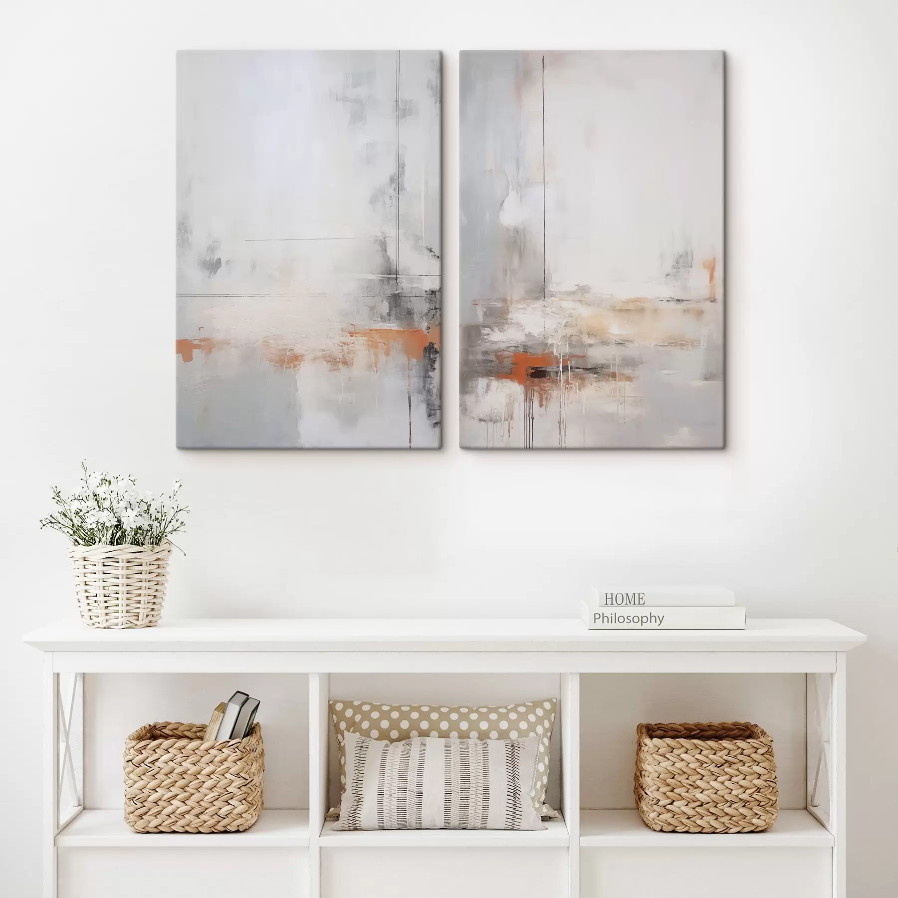  Schilderijen Moderne abstractie met imitatie van versleten textuur m00623