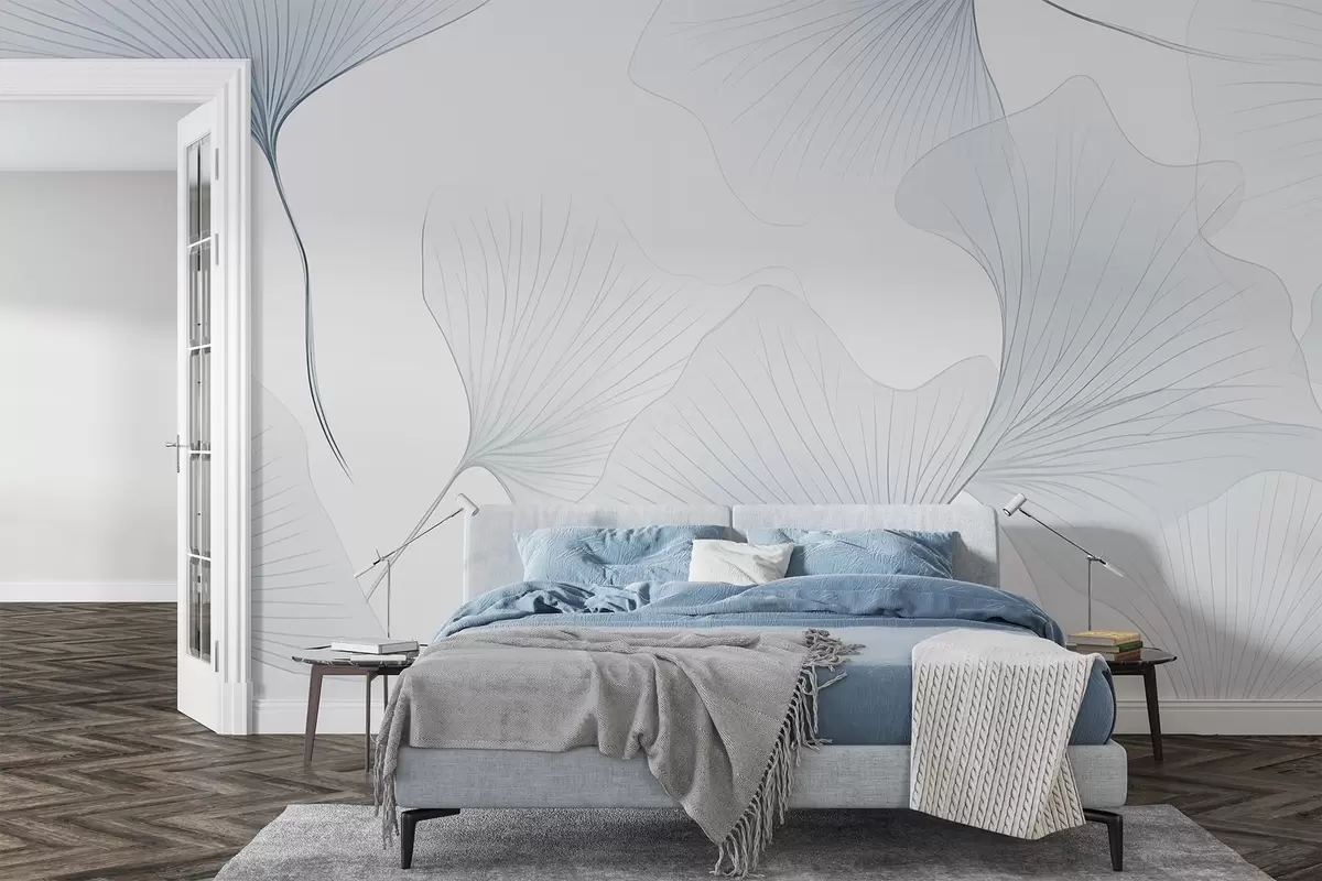 Fotobehang Transparante ginkgobladeren w04433