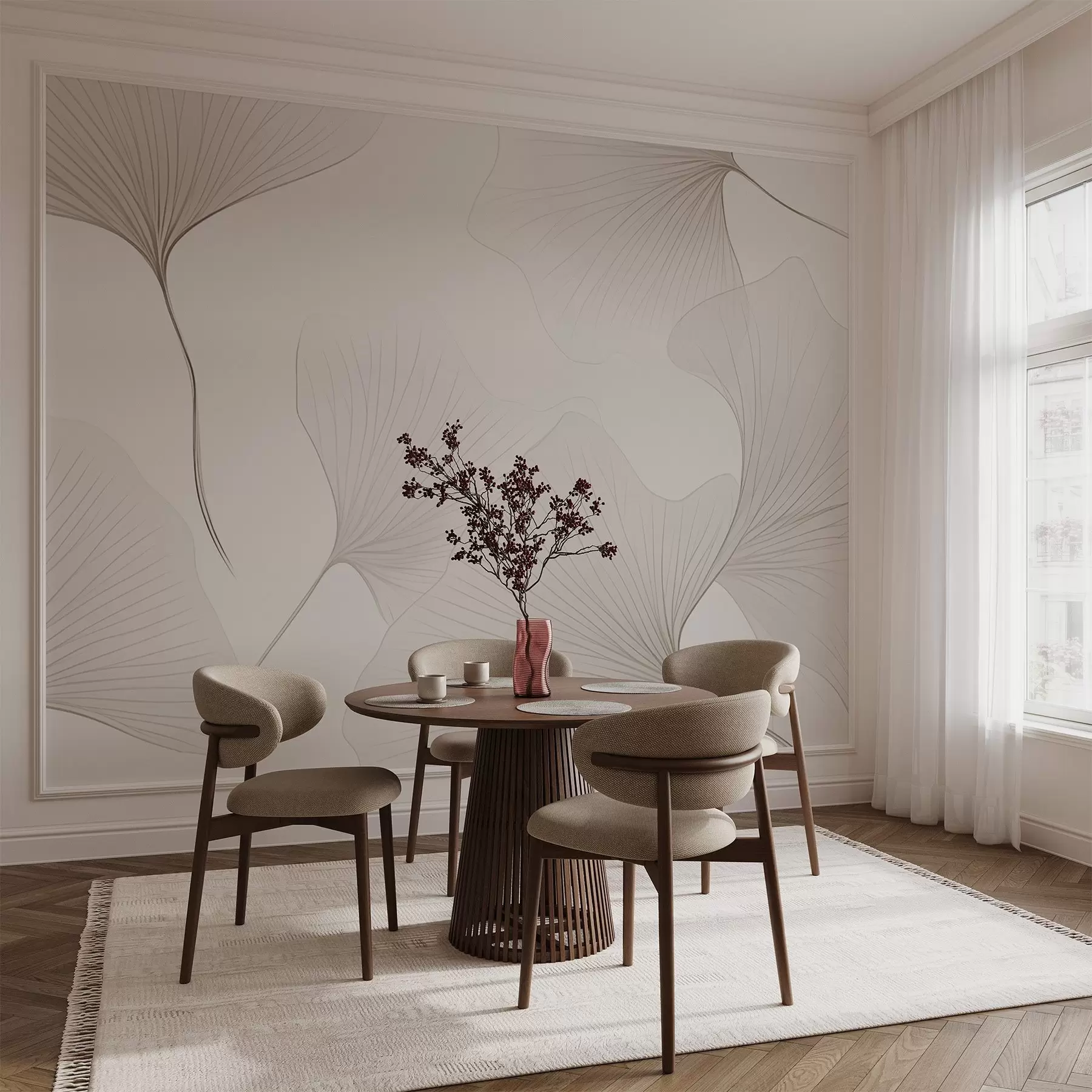 Papier peint photo Feuilles de ginkgo transparentes w04433v1