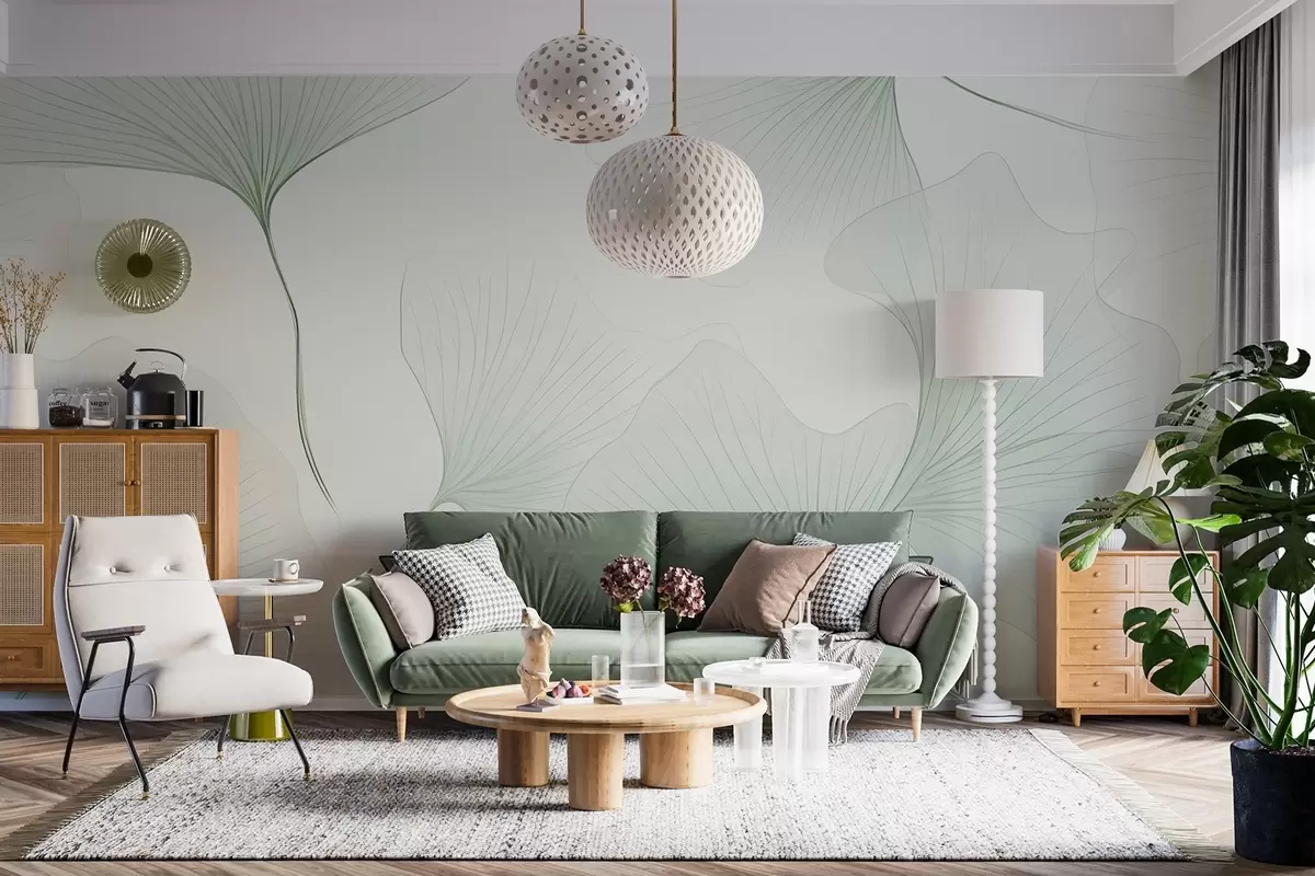 Papier peint photo Feuilles de ginkgo transparentes w04433v2