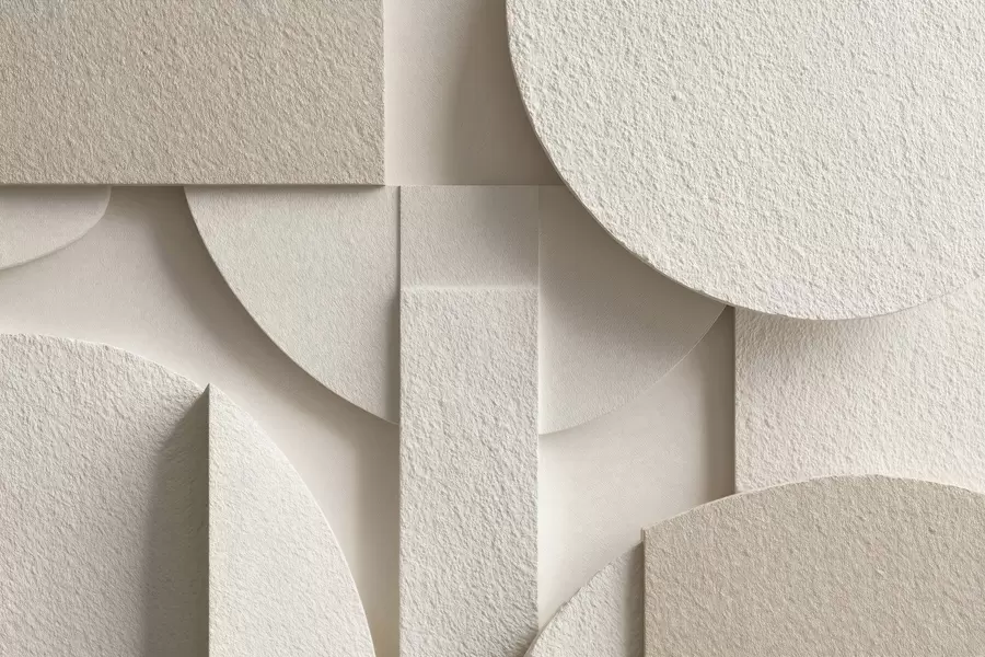 Fotobehang Abstracte compositie van beige geometrische vormen w04395