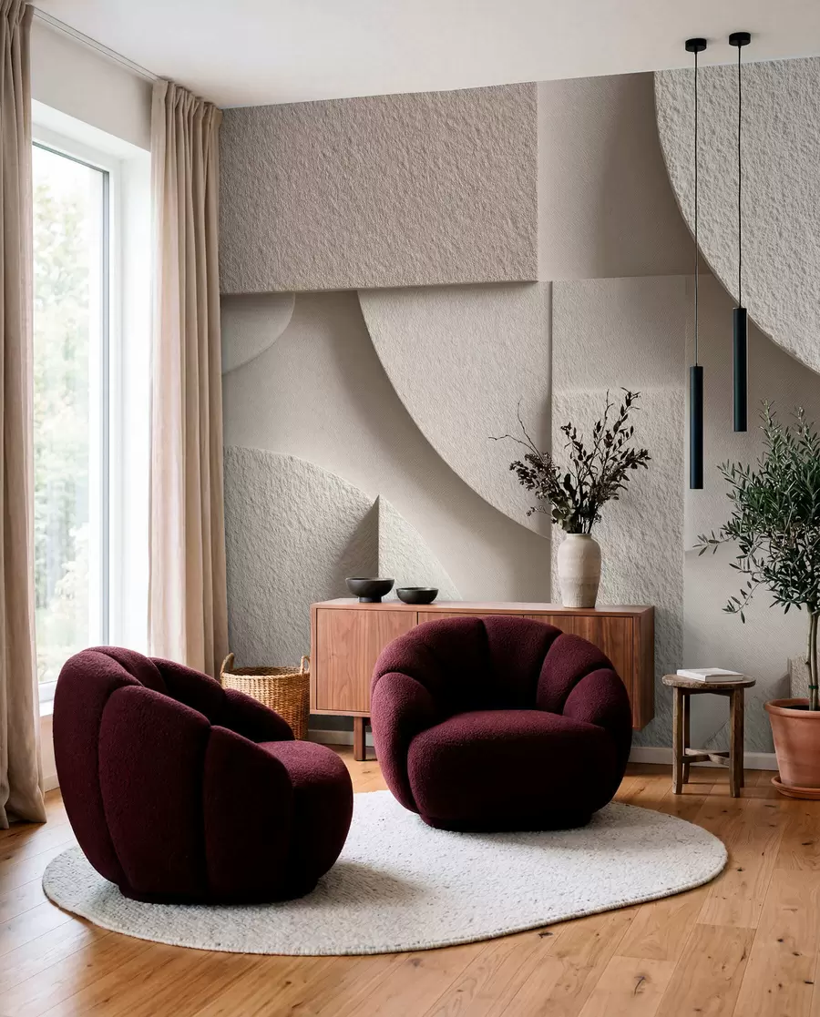 Fotobehang Abstracte compositie van beige geometrische vormen w04395