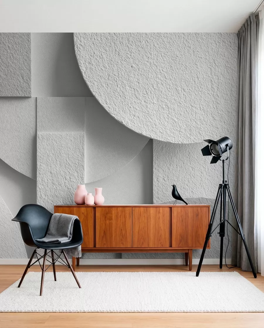 Fotobehang Abstracte compositie met witte driedimensionale geometrische vormen w04395v1