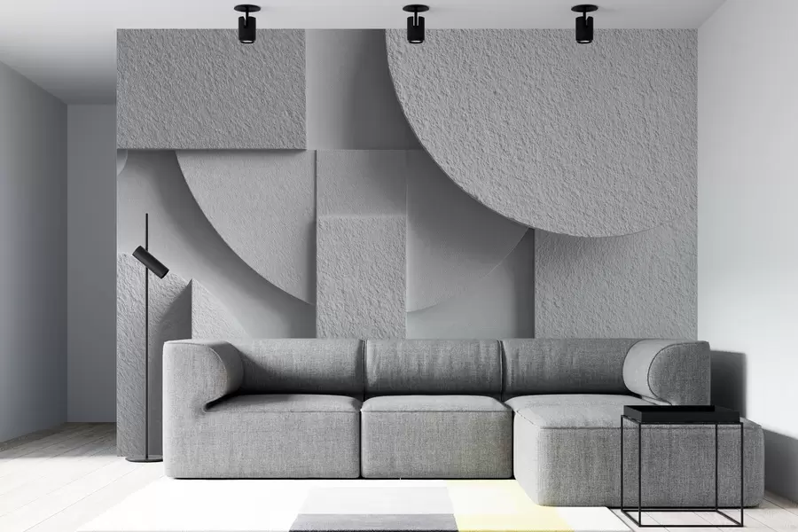 Fotobehang Abstracte compositie met witte driedimensionale geometrische vormen w04395v1