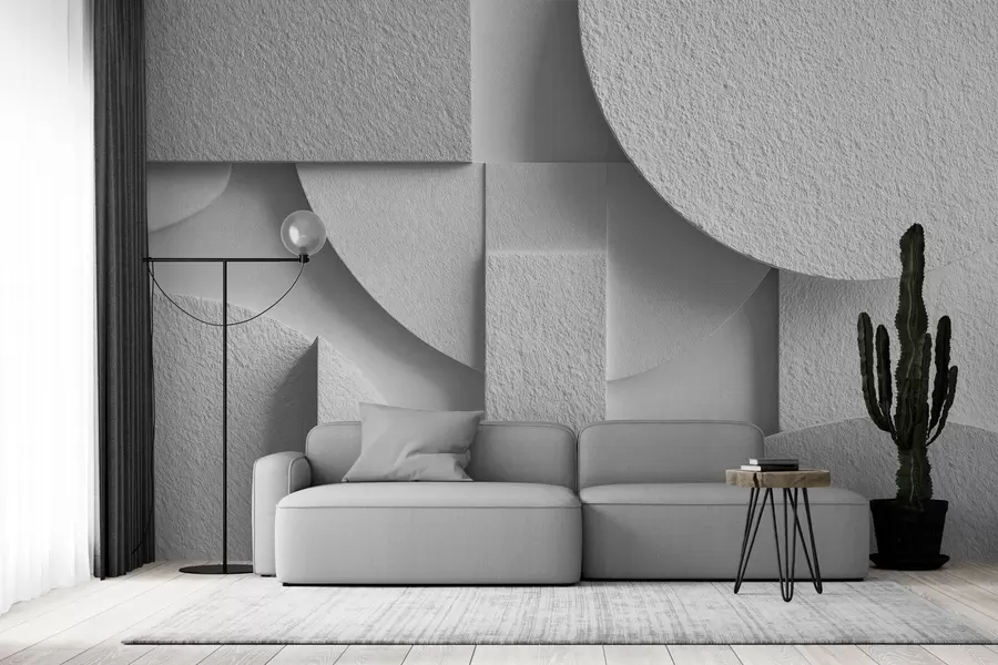 Fotobehang Abstracte compositie met witte driedimensionale geometrische vormen w04395v1