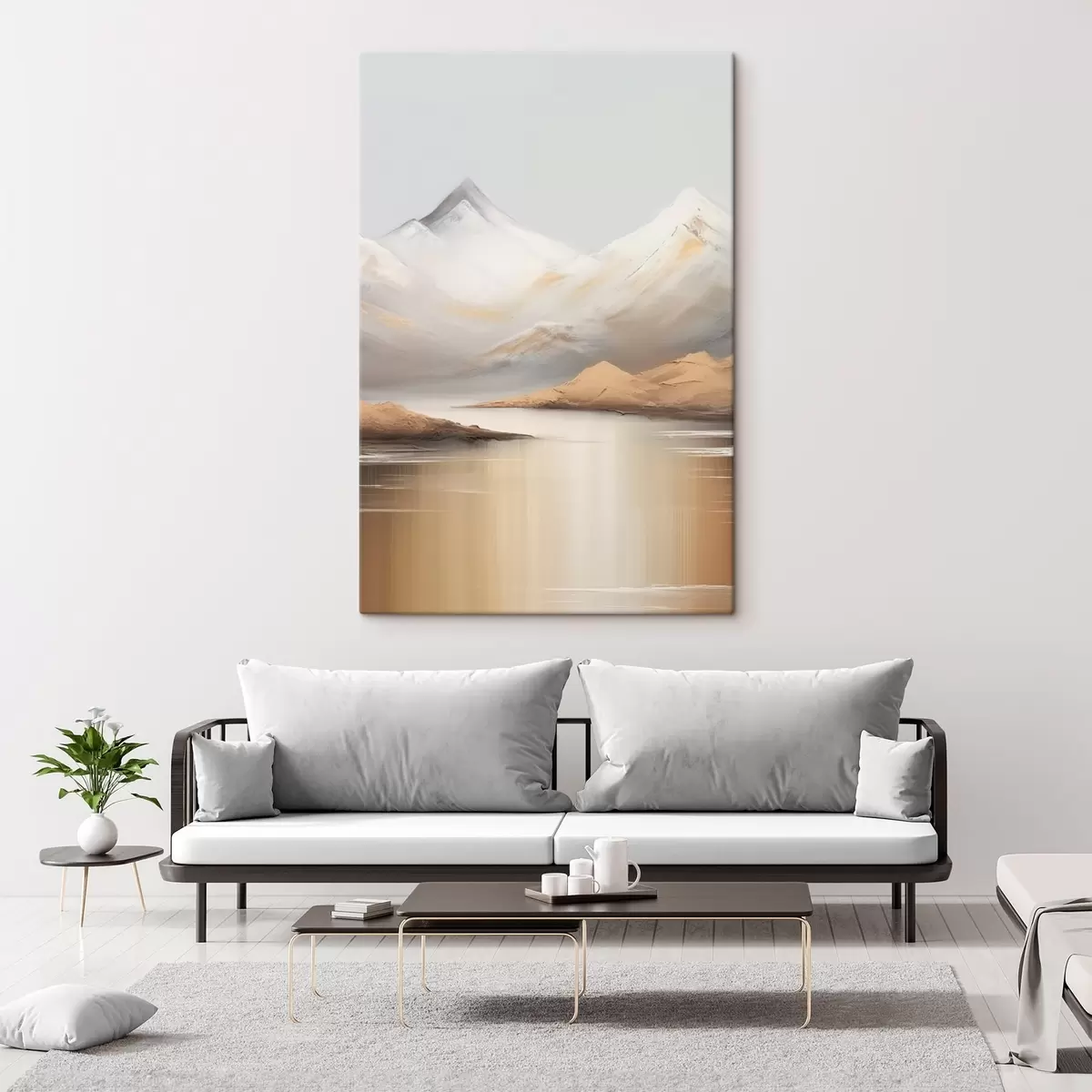  Peintures Lac de montagne sous les sommets enneigés s45466