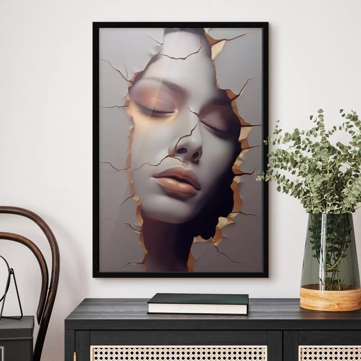 Affiche Le visage dans les fissures f45461