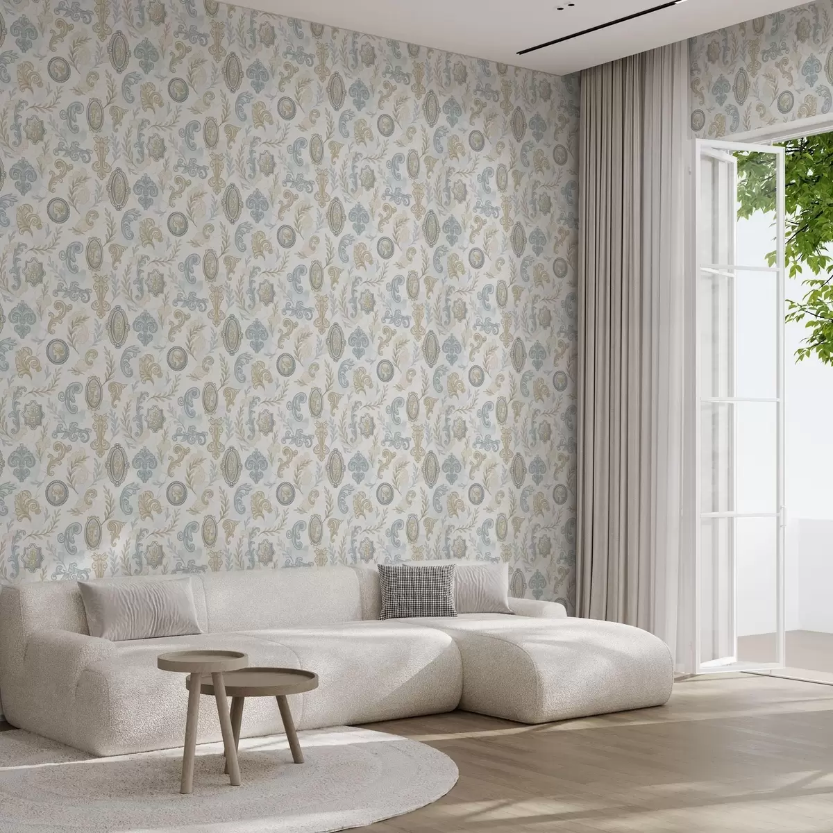 Behang Klassiek ornament met medaillons en patronen a00319