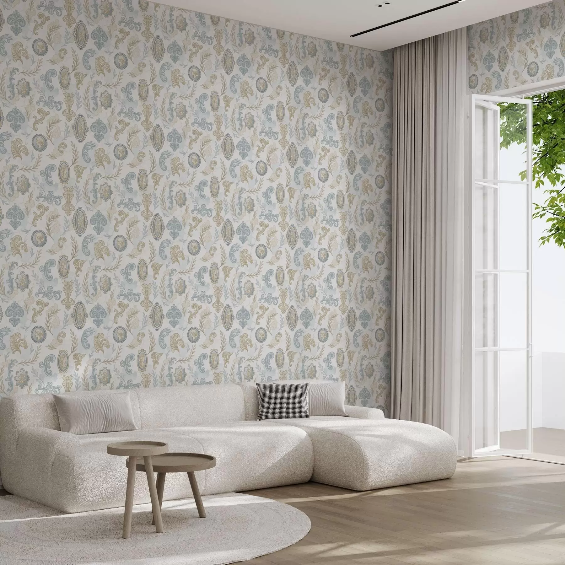 Papier peint photo Ornement classique avec médaillons et motifs a00319