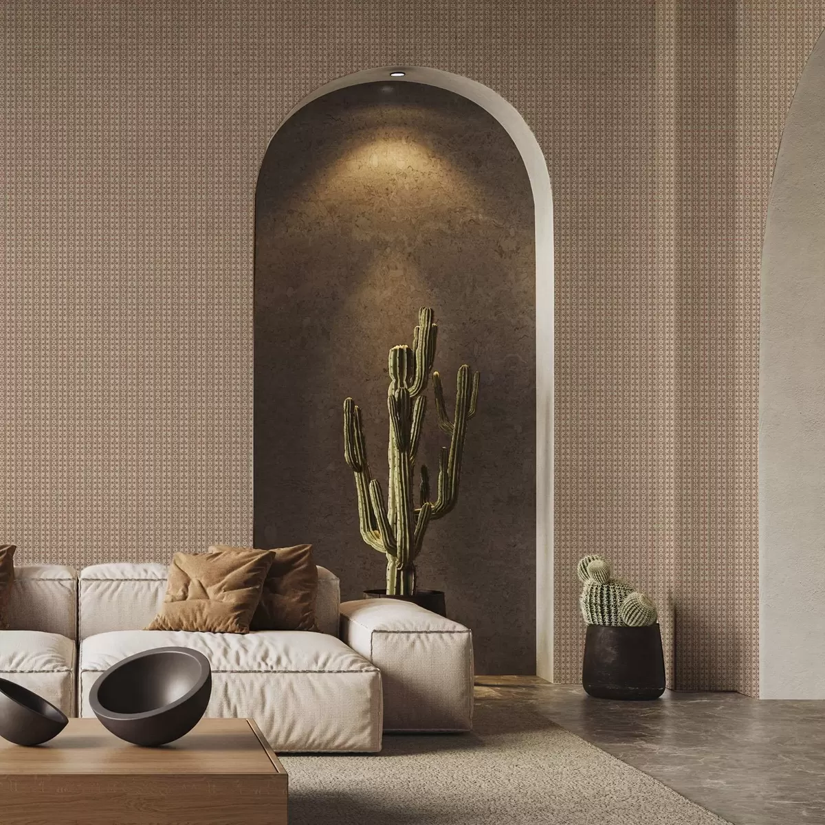 Papier peint Ornement rayé avec fleurs rouges a00341