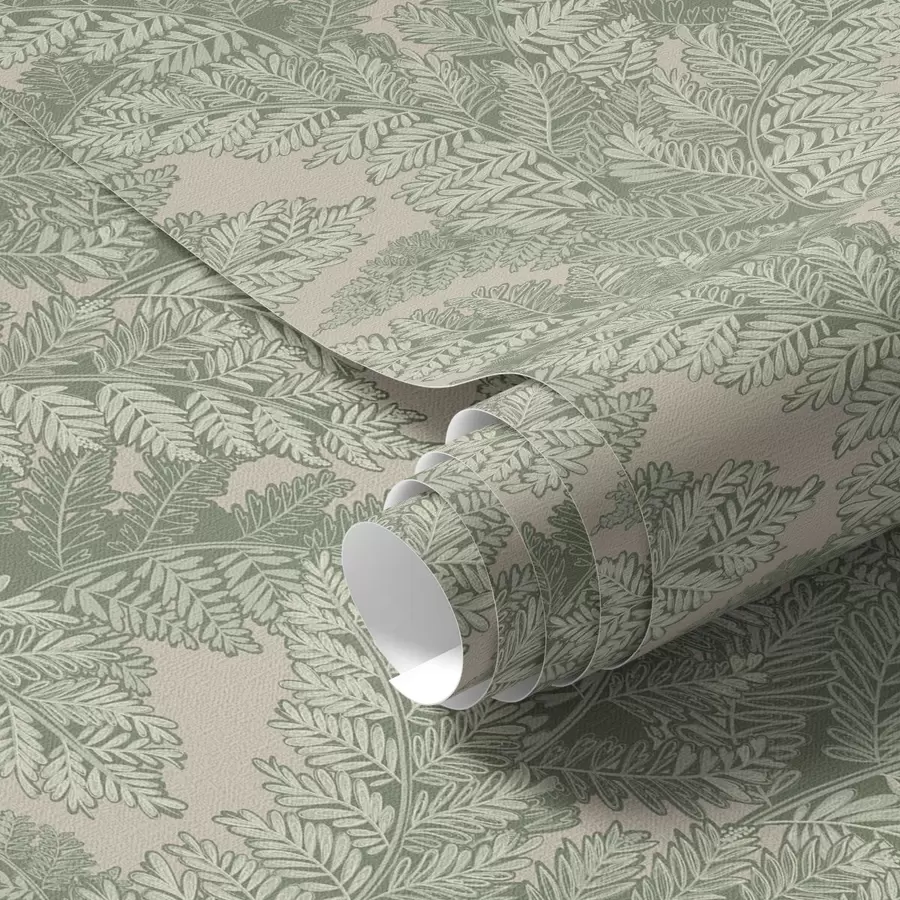 Papier peint photo Motif vert avec des feuilles de fougère a00345